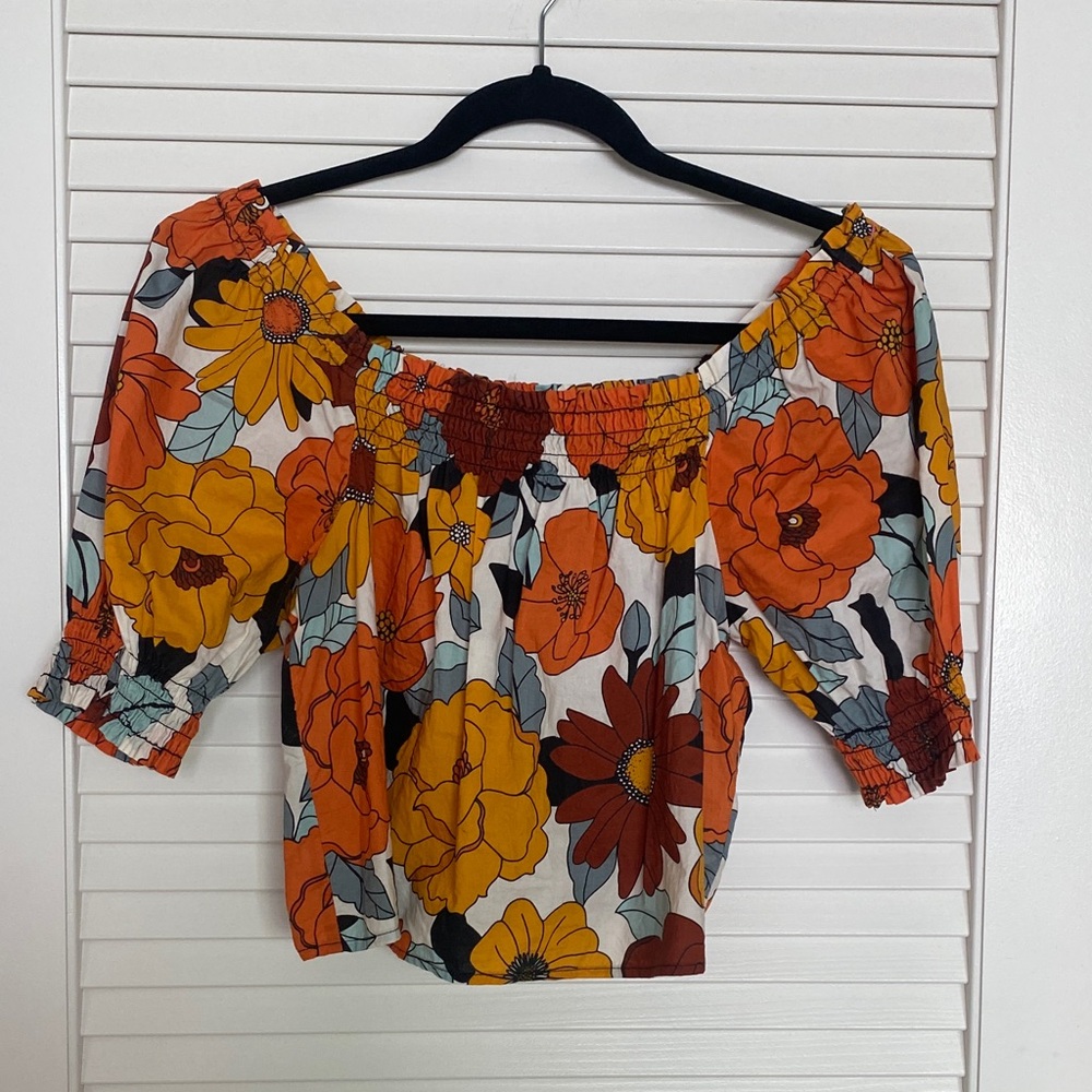 BB Dakota Steve Madden Vibrant Floral Off-Shoulder Blouse